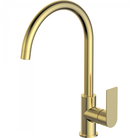 Vitruvius Tiber Single lever kitchen mixer with high swivel spout Bruched Gold
